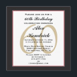 60º Convite Quadrado de Festa de aniversário<br><div class="desc">Este design formal clássico apresenta uma borda preta com uma borda vermelha fina, bem como uma marca d'água no fundo para a idade. Se você gosta do estilo deste convite mas precisa de um esquema de cores diferente, por favor, me envie uma mensagem. Para alterar o estilo, tamanho ou cor...</div>