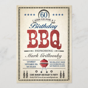 60º Convites de CHURRASCO de Aniversário