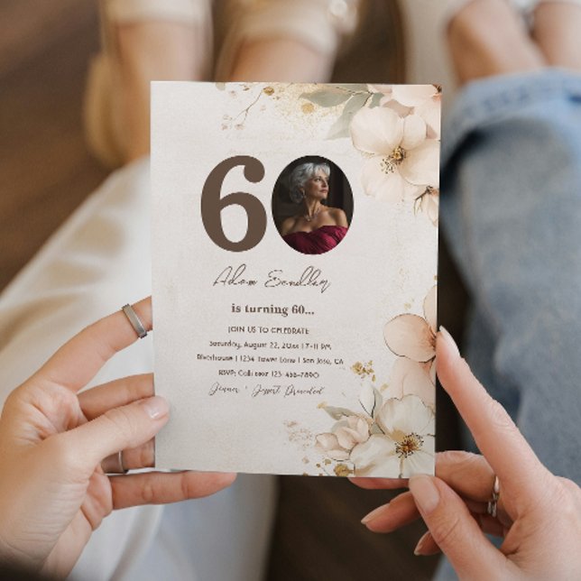 60º convites para Festas de aniversário e flores (Criador carregado)