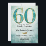 60.º Aniversário Convite Turquoise Azul Dourado Ad<br><div class="desc">Um elegante 60º convite de aniversário em azul-turquesa e ouro,  com um grande 60 com aqua azul-abstrato com tom dourado sobre fundo azul-abstrato-ombre. Adequado para festas de aniversário de homens ou mulheres.</div>