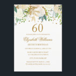 60.º Aniversário do Dourado Convite Floral Elegant<br><div class="desc">Mais convites florais na loja Little Bayleigh!</div>