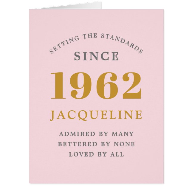 60.º Aniversário Nome 1962 Cartão Elegante Rosa El (Frente)