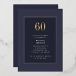 60.º aniversário Quadro Dourado Mínimo Elegante Es<br><div class="desc">60.º Aniversário Convite de aniversário Dourado de Foil de Cinza Roxo Escuro Mínimo Elegante</div>