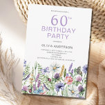 60.º Aniversário Roxo Convite Floral<br><div class="desc">Prepare-se para a festa com este bonito convite floral roxo de 60 anos. Fácil de mudar o texto. Botânica de flor silvestre de aquarela.</div>