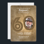 60.º Convite à Fotografia de Aniversário<br><div class="desc">Celebre em estilo com este convite de fundo em dourados e bronzeado com um número bonito 60. O centro zero está cortado formando uma janela fotográfica para sua foto favorita.Concebida por Freepik (). br/>O cartão é fácil de personalizar com seu texto, fonte e cor da fonte.() Não exatamente o que...</div>