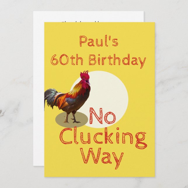 60.º Convite para Frango do Brinde do Aniversário (Frente/Verso)