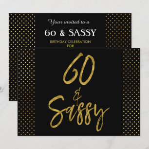 60 e convite Sassy do aniversário da folha Dourad