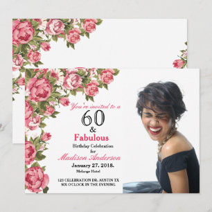 60 e Fabuloso Floral   60.o Convites de Aniversár