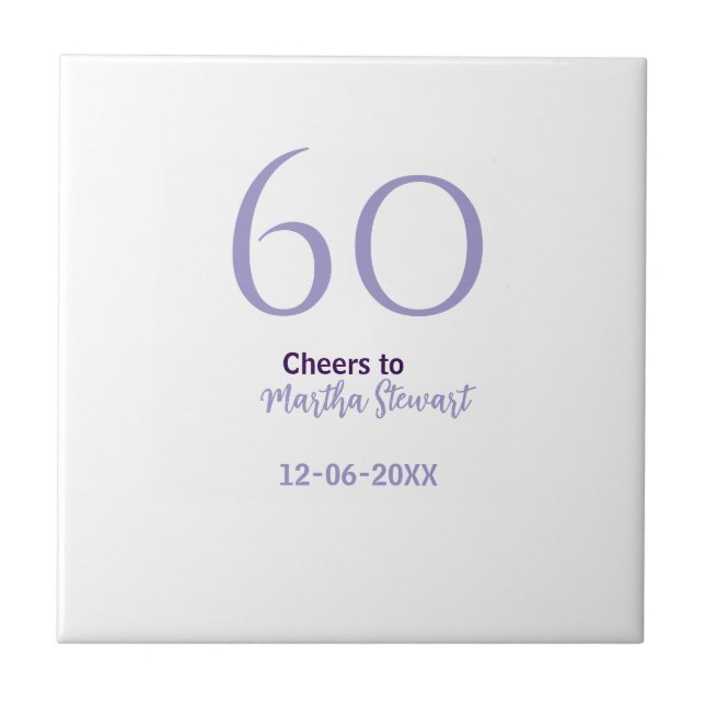 60 & fabuloso aniversário roxo nome data estilo (Frente)