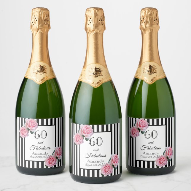 60 florais cor-de-rosa fabulosos monograma de list (Garrafas)