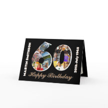 60.o aniversário significa Cartão com fotos 60 ano