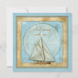 60.o Convite de Aniversário   Azul-veleiro náutico