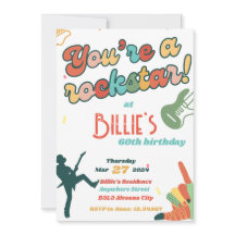 60 Rocks Rockstar Guitar 60º Convite de Aniversári