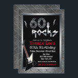 60 Rocks Rockstar Guitar 60º Convite de Aniversári<br><div class="desc">60 Rocks Rockstar Electric Guitar Metal Metallic Silver Glitter 60th Surprise Birthday Invitation</div>
