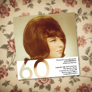 60th Convite da foto do aniversário - 5,25 x 5,25