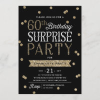 60th Convite de festas da surpresa dos confetes do