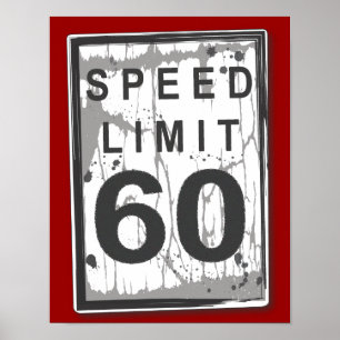 60th Poster sujo engraçado do sinal do limite de