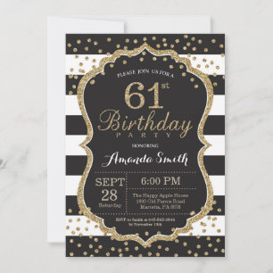 61ruas, Convite de aniversário. Brilho preto e Dou