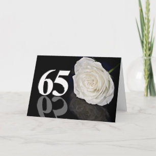 65º Cartão de Aniversário com uma rosa branca clás