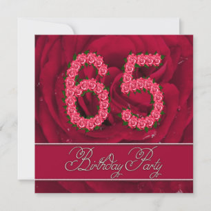 65º convite de aniversário com rosas