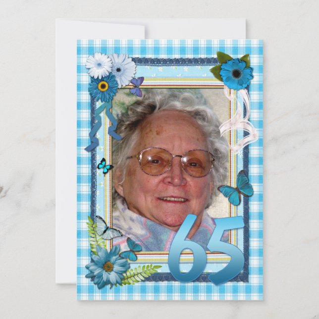 65º convite de aniversário de fotos (Frente)