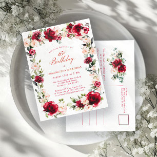 65.º Convite à Rosa vermelha de Aniversário Pink P