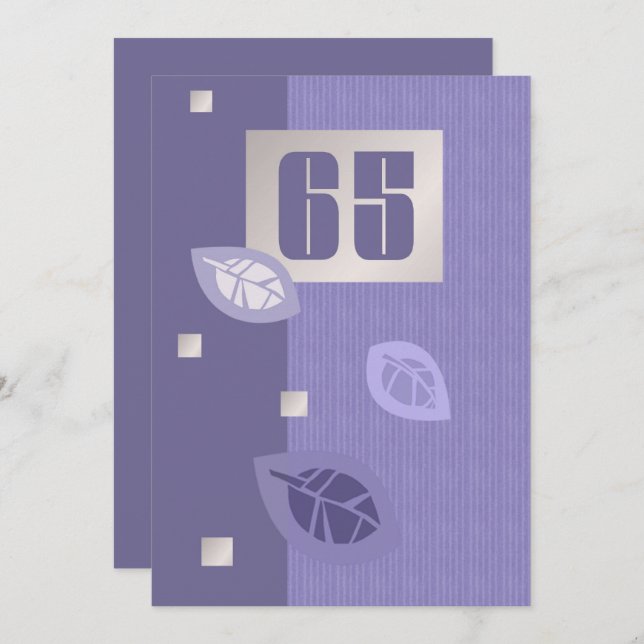 65.º Convites Personalizados de Celebração de Aniv (Frente/Verso)