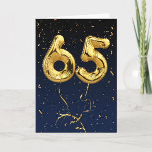 65.o Balão Mylar Dourado de aniversário e Cartão C