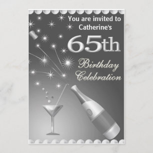 65th convite de aniversário - prata