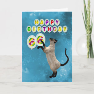 66.o Cartão de aniversário com gatos siameses