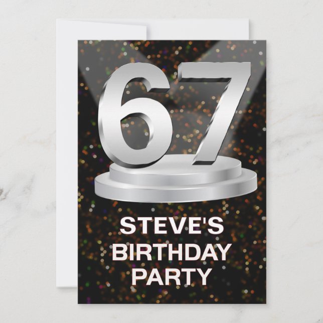 67º Convite de aniversário Adicionar um Nome (Frente)