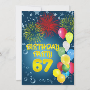 67º Convite de aniversário com balões