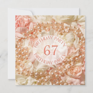 67º Convite de aniversário com pérolas
