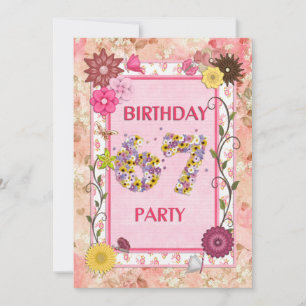 670º convite de aniversário com estrutura floral