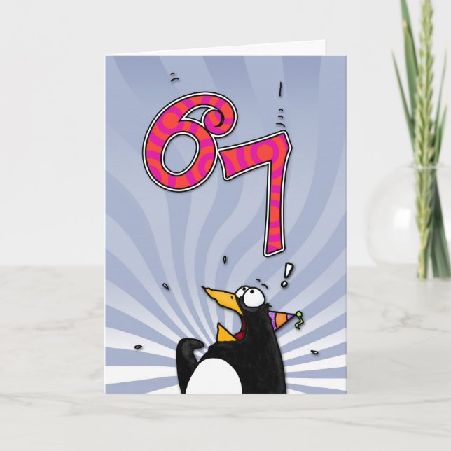 67.º Aniversário - Cartão Surpresa de Pinguim (Frente)