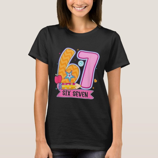 67 Camisa para Professores 6 7 Meme Mulheres Profe (Frente)