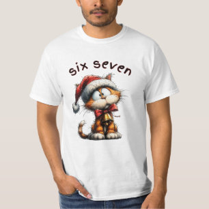 67 Camiseta de Natal Six Seven Meme Gato Vintage