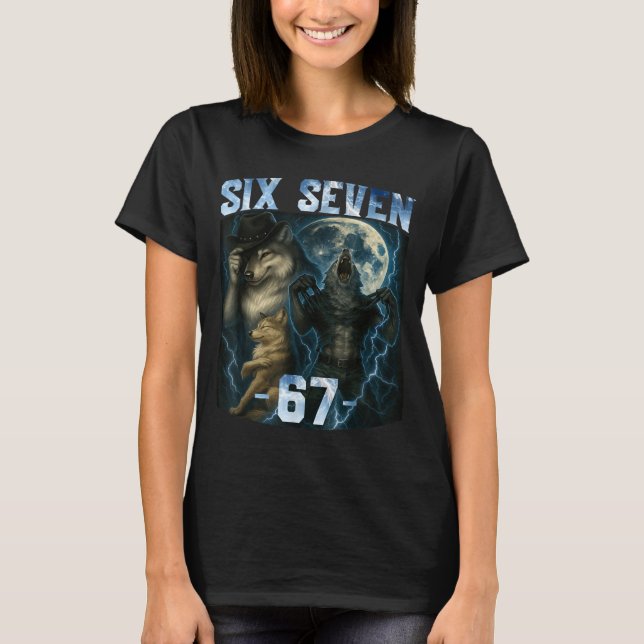 67 Camiseta Gráfica Divertida Meme Lobo Alpha Humo (Frente)