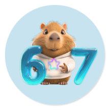 67 Capy – Adesivo Redondo de Capivara Fofa Azul Cl
