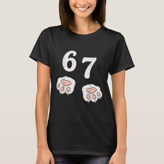 67 Meme Seis Sete 6 7 Camisa Meme Gato Engraçado 6 (Frente)