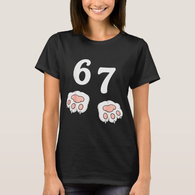 67 Meme Six Seven 6 7 Camisa Meme Divertido Gato 6 (Frente)
