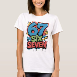 67 Six Seven Camiseta Gráfica Colorida de Pop Art