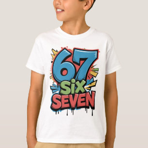 67 Six Seven Camiseta Gráfica Colorida de Pop Art