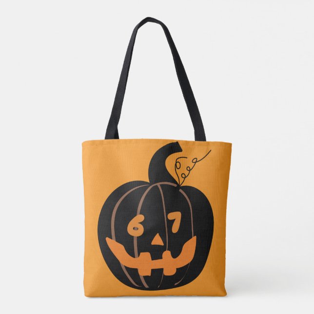  67 Six Seven Halloween Tote for Students Teachers (Verso)