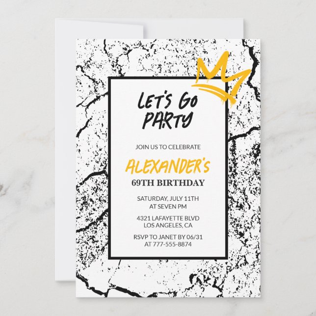 69.º convite para o aniversário Men Hip Hop modern (Frente)