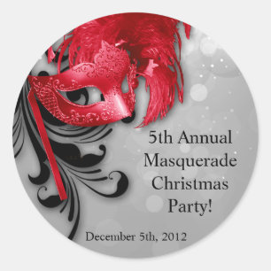 6 - 3" etiquetas do favor vermelhas no mascarada