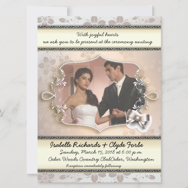 6.5x8.75" Convite de Casamento com Foto Elegante V (Frente)