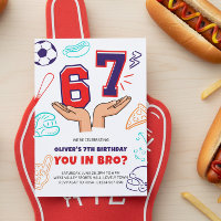 6 7 Convite de Aniversário Menino Esporte Meme Azu