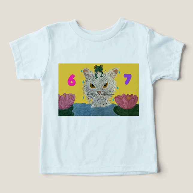 6 7 Mad Cat with frog on its head (Design frontal)