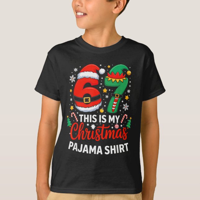 6 7 Natal Six Seven Meme Minha Camisa de Natal S (Frente)